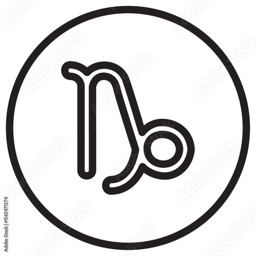 Capricorn zodiac sign icon thin vector sign symbol