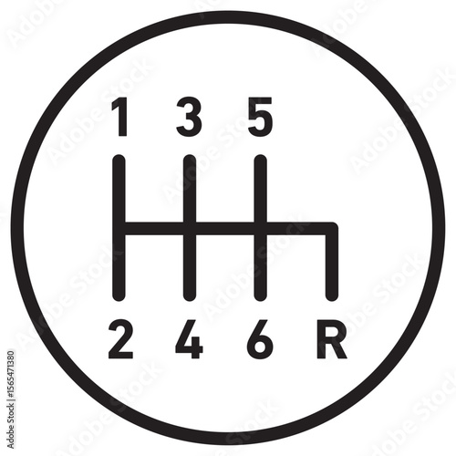 car manual shift lever icon thin vector sign symbol