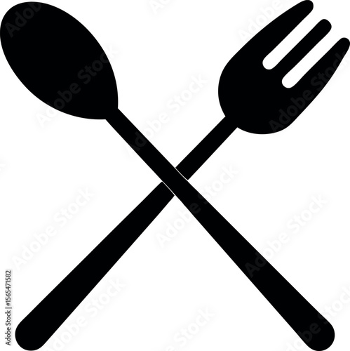 Crossed spoon and fork silhouette icon