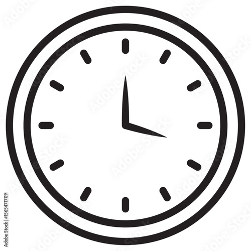 Clock icon thin vector sign symbol