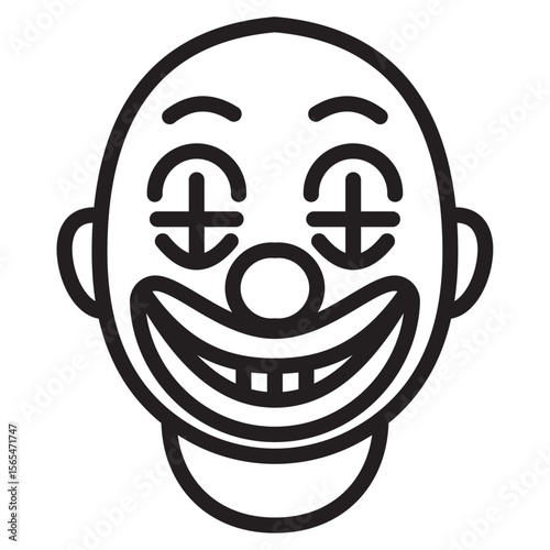 Clown head icon thin vector sign symbol