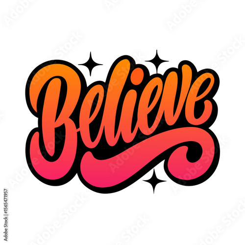 Believe Inspirational Gold Foil Typography Vector PNG for Quotes and Designs