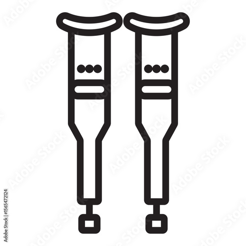 crutches icon thin vector sign symbol