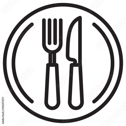 Cutlery icon thin vector sign symbol