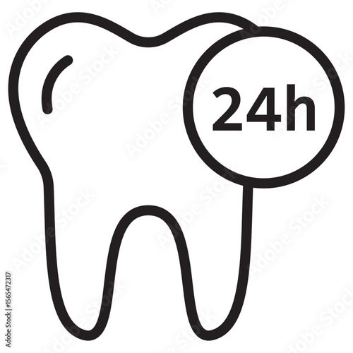 Dental Protection for 24 Hours icon thin vector sign symbol