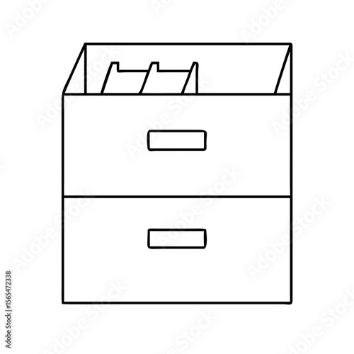 Vector icon of a filing cabinet with two drawers isolated on white background
