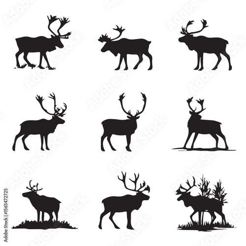 caribou silhouette set