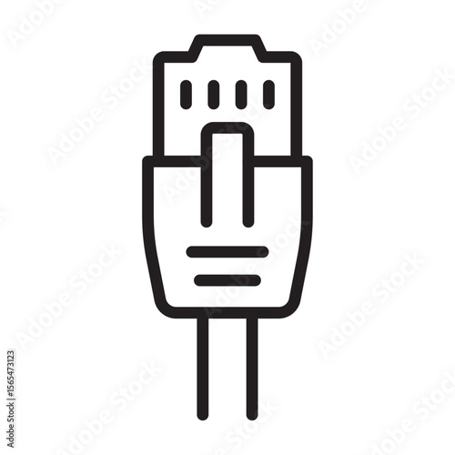 ethernet cable plug icon thin vector sign symbol