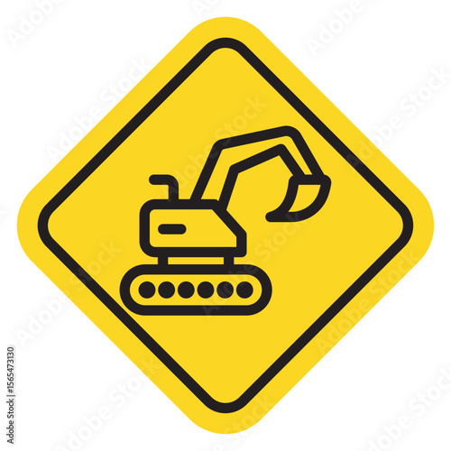 Excavator Icon thin vector sign symbol