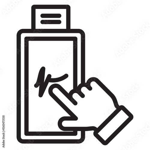 Finger confirms signature icon thin vector sign symbol