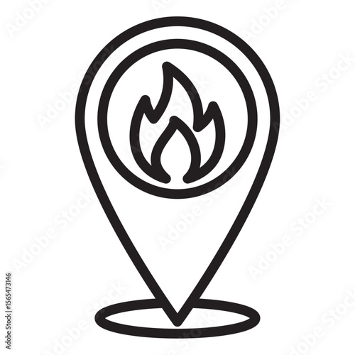 fire location icon thin vector sign symbol
