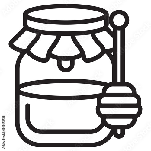Honey jar with dipper icon thin vector sign symbol
