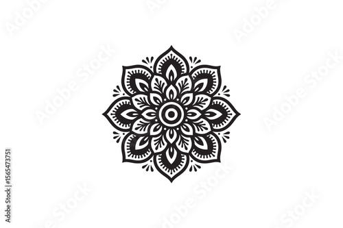 Mandala New silhouette on white background.01