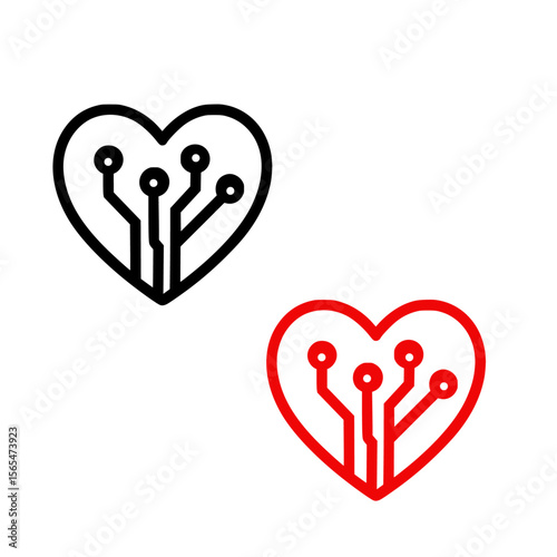 Emotional intelligence or human-tech balance icon