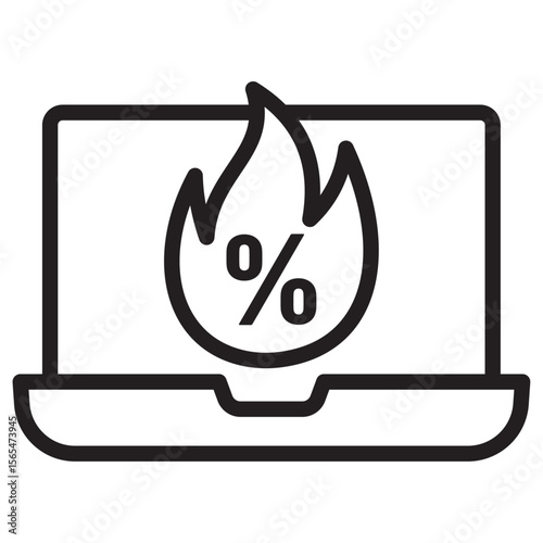 Hot deal icon thin vector sign symbol