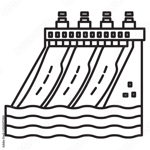 Hydroelectric dam icon thin vector sign symbol