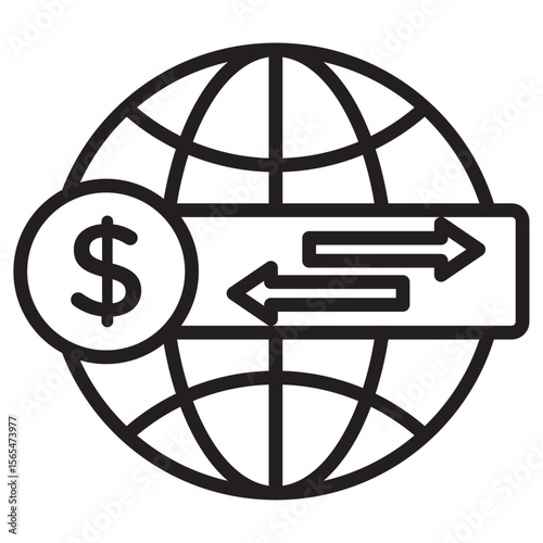 International money transfer icon thin vector sign symbol