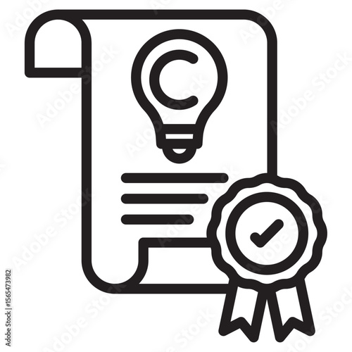Intellectual property and copyright icon thin vector sign symbol