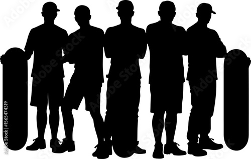 Skateboarders man Going  sport mountain vector bundle