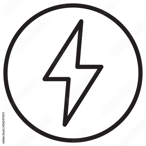 Lightning power charge icon thin vector sign symbol