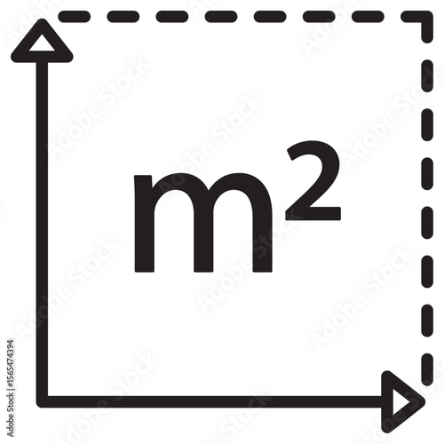 m2 area unit icon thin vector sign symbol