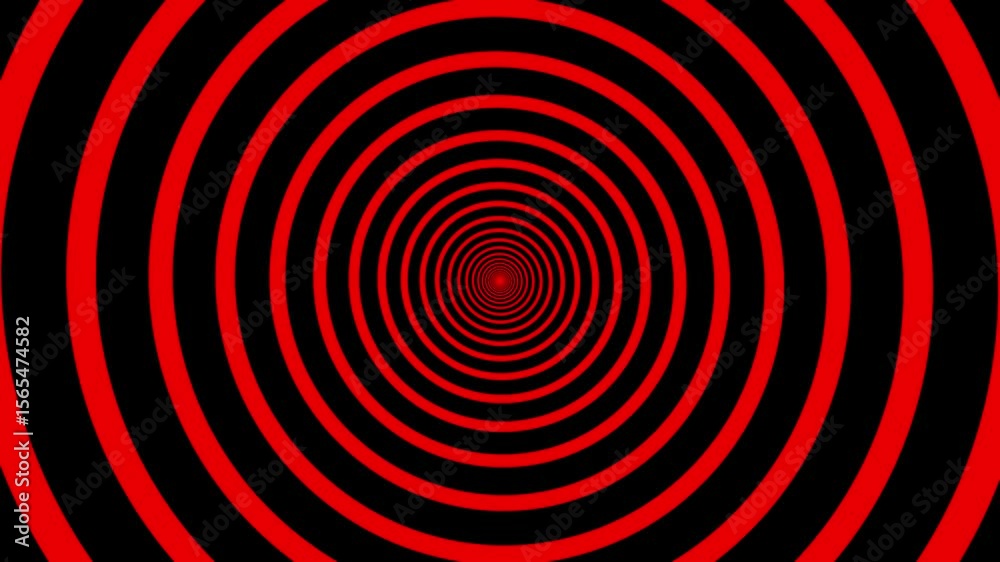 hypnotic red and black spiral illusion background	