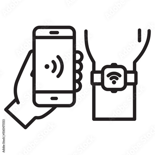 NFC bracelet connected icon thin vector sign symbol