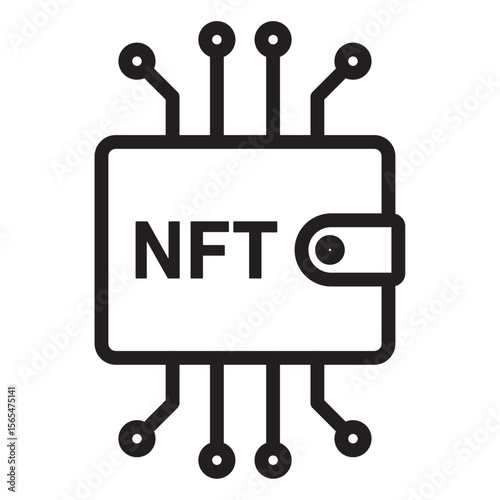 NFT wallet icon thin vector sign symbol