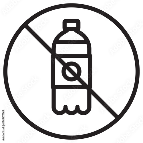 No plastic bottle icon thin vector sign symbol