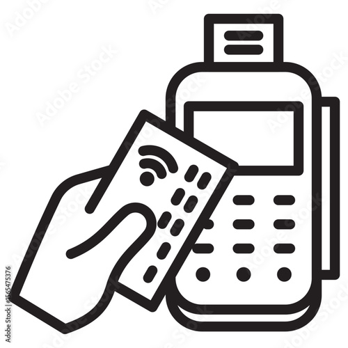 Payment terminal icon thin vector sign symbol