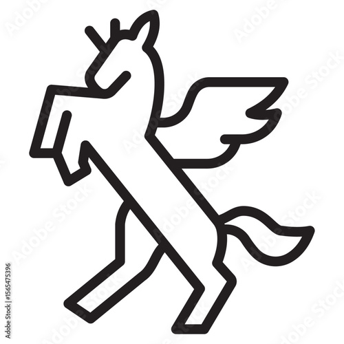 Pegasus icon thin vector sign symbol