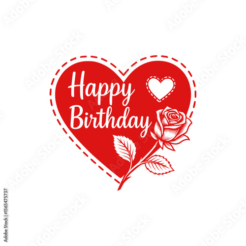 Happy birthday greeting with a beautiful rose