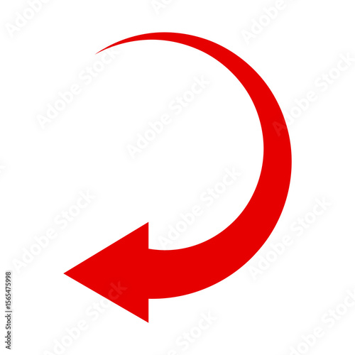 Fotografie Red Curved Arrow Pointing Left Isolated On Black Background Illustration