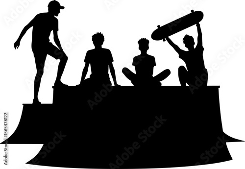 Skateboarders man Going  sport mountain vector bundle