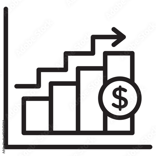 Rise price icon thin vector sign symbol