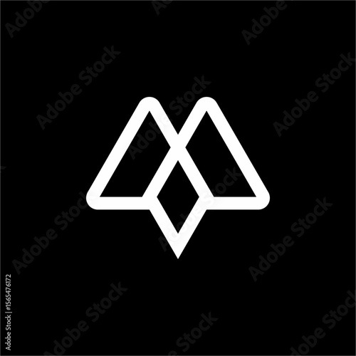 This logo is made using the elements of the letter M and a rocket. Suitable for technology, computer, and internet