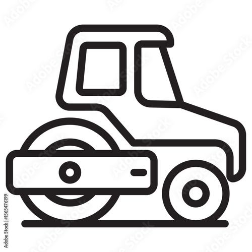 Road roller icon thin vector sign symbol