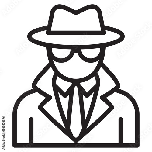 Secret agent icon thin vector sign symbol