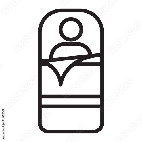 Sleeping bag icon thin vector sign symbol