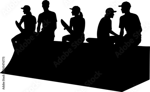Skateboarders man Going  sport mountain vector bundle