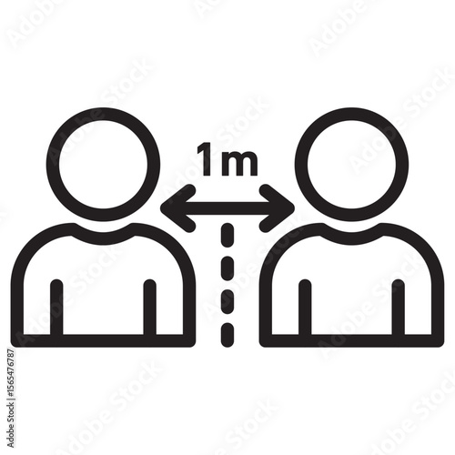 Social distancing icon thin vector sign symbol