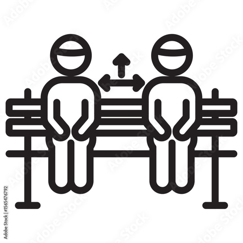 Social distancing sitting icon thin vector sign symbol