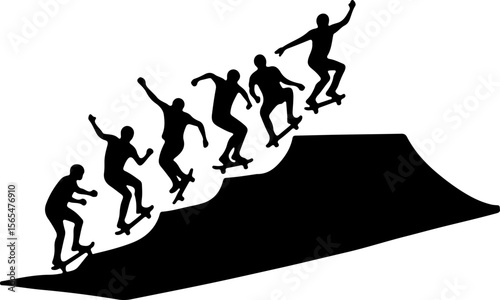 Skateboarders man Going  sport mountain vector bundle