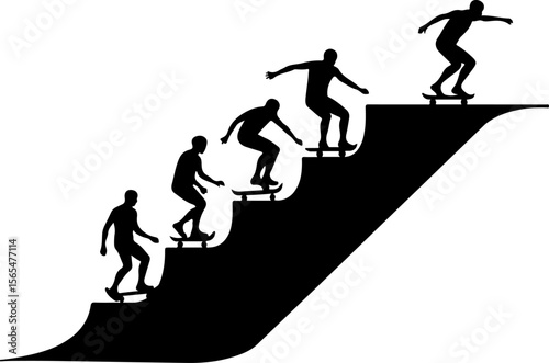 Skateboarders man Going  sport mountain vector bundle