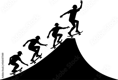 Skateboarders man Going  sport mountain vector bundle
