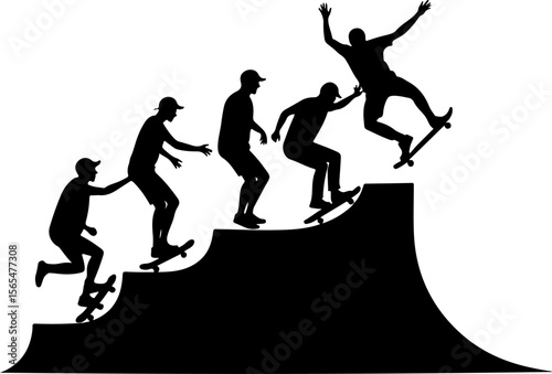 Skateboarders man Going  sport mountain vector bundle