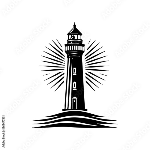 Detailed vector illustration of a lighthouse radiating beams of light, symbolizing guidance, hope, and clarity during challenging journeys.

