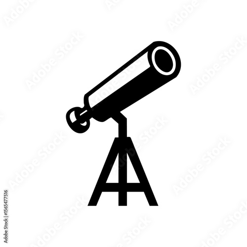 Minimal telescope icon on a tripod, symbolizing vision, future planning, exploration, and long-term goals.
