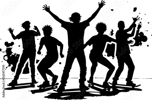 Skateboarders man Going  sport mountain vector bundle
