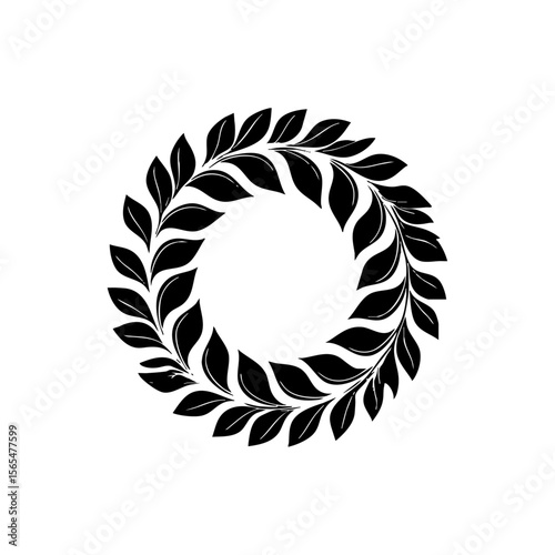 A circular laurel-like ring made of alternating leaf blades, symbolizing sustainability, nature, balance, or achievement in an elegant organic form.

